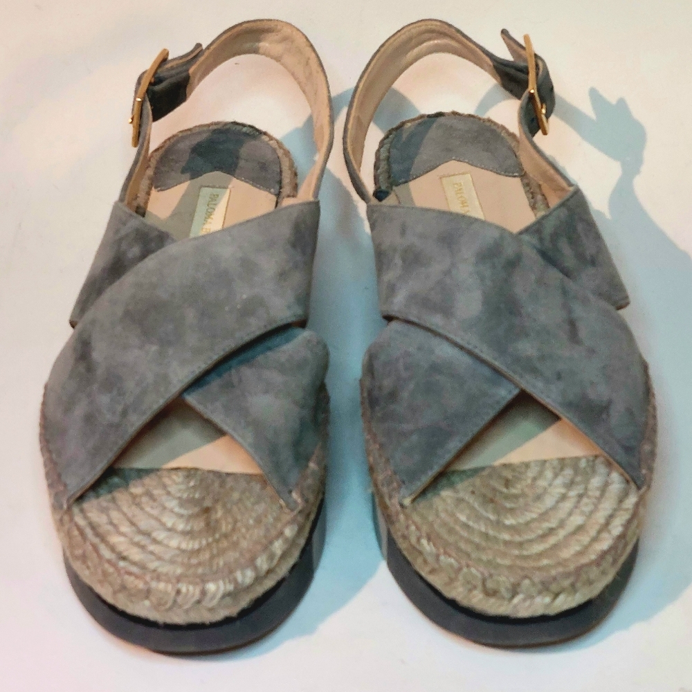 Paloma Barcelo grey microsuede espadrille flatform slingback sandals, EU41, new